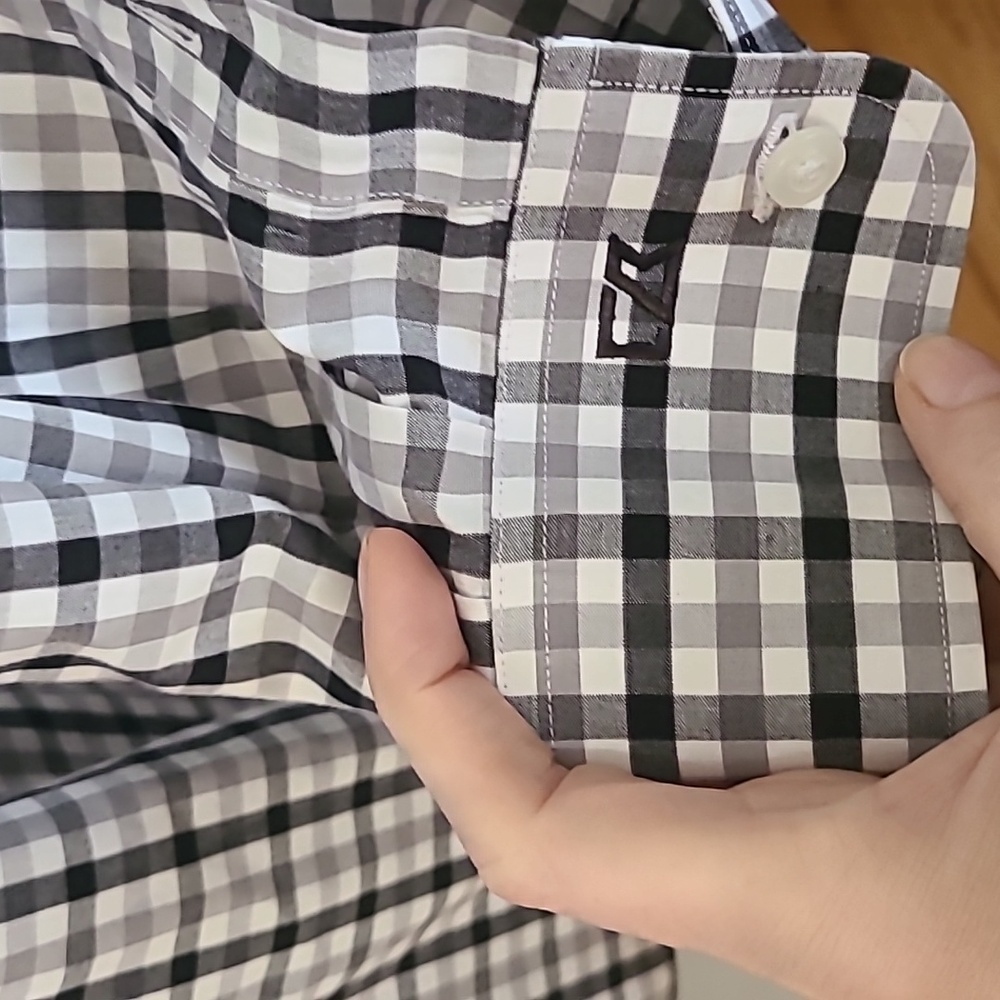 Cutter & Buck Black and White Alabama Plaid Shirt Size Large - Picture 3 of 5